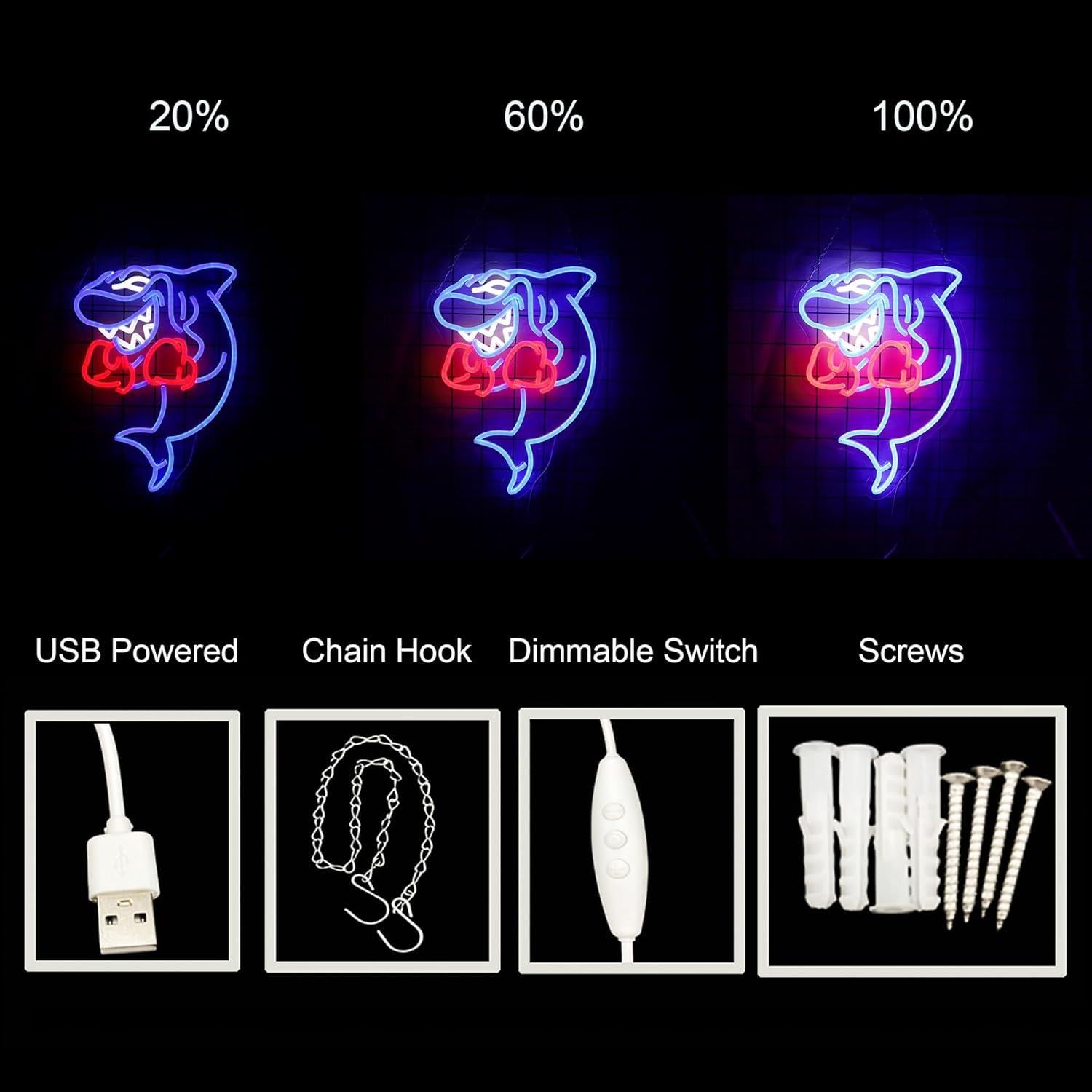 Luz de Neón LED Tiburón Boxeador Sikooruled - Decoración Fitness