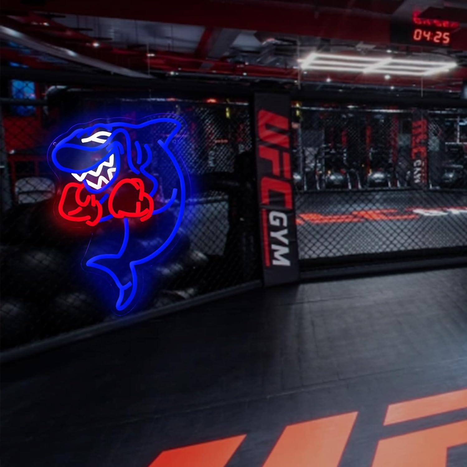 Luz de Neón LED Tiburón Boxeador Sikooruled - Decoración Fitness
