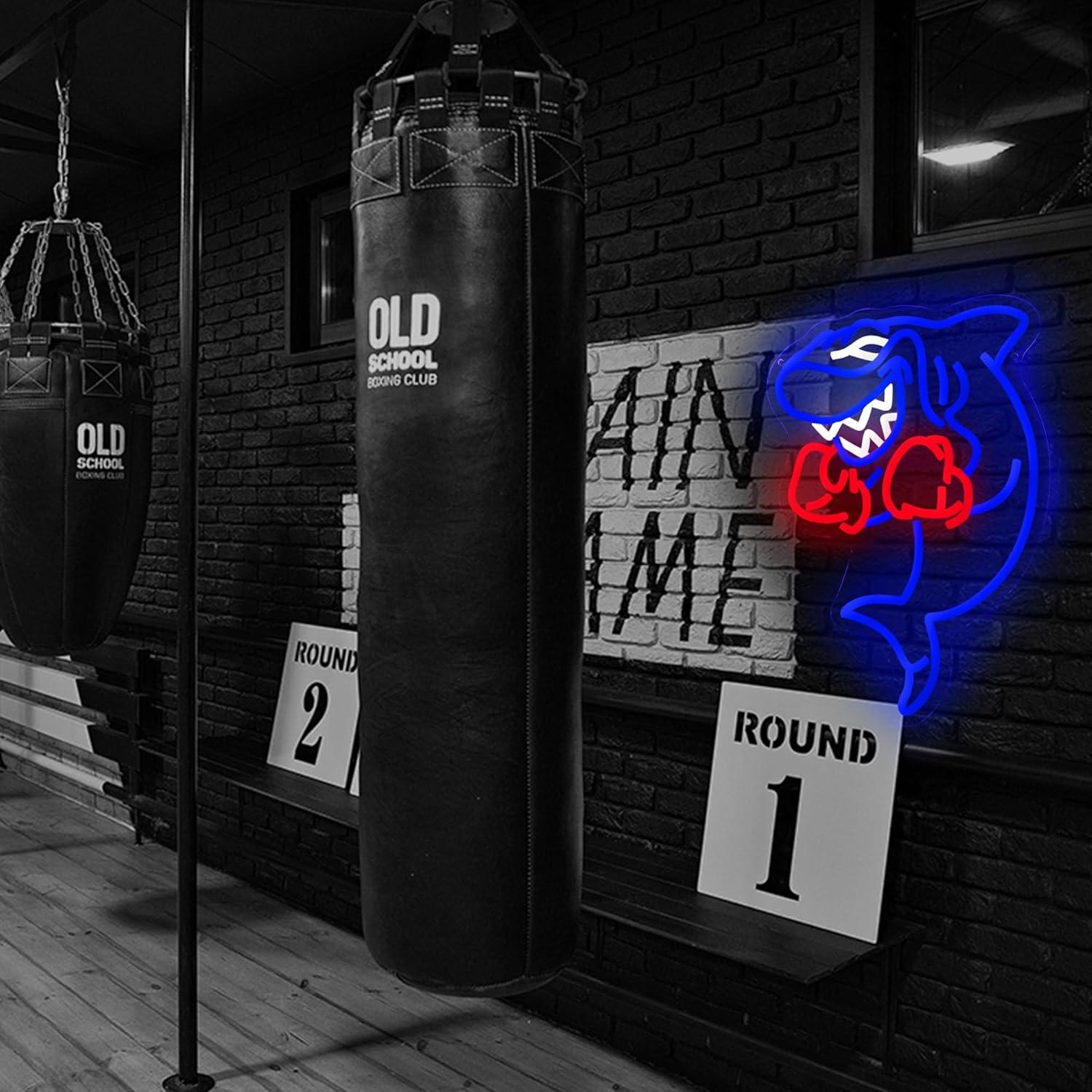 Luz de Neón LED Tiburón Boxeador Sikooruled - Decoración Fitness