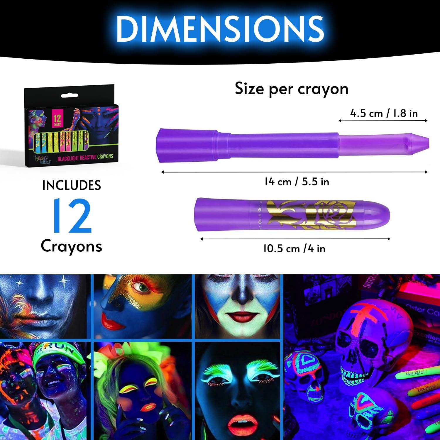 Crayones de Pintura Facial Glow King - 12 Pcs Neón UV