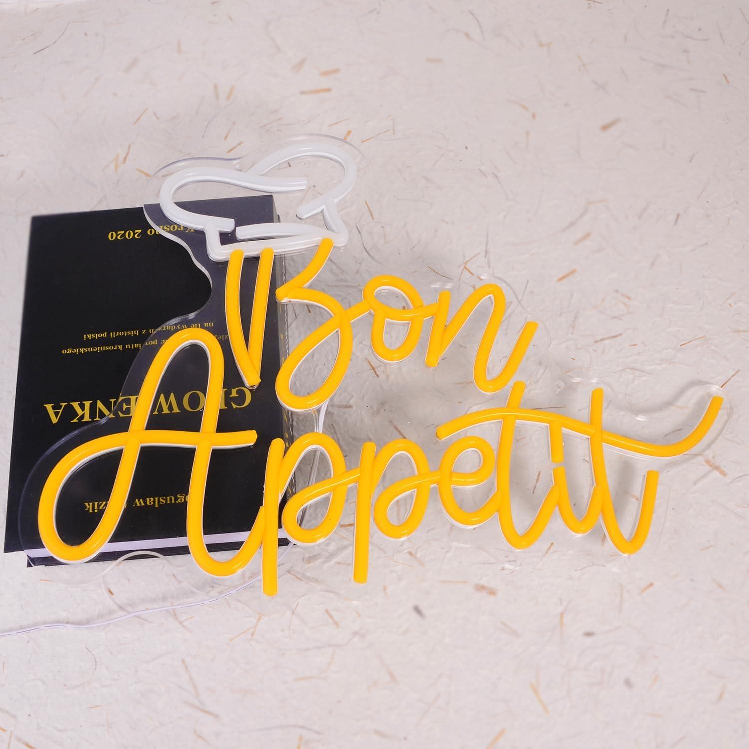 Señal LED Bon Appetit con Sombrero de Chef 41.9x32 cm