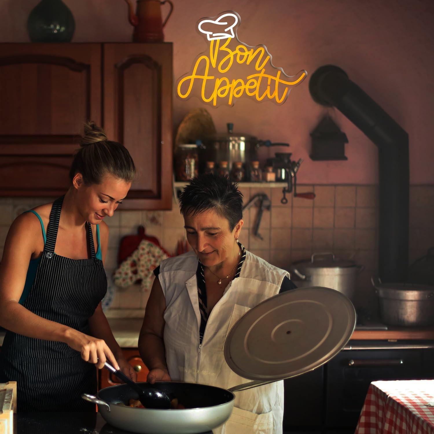 Señal LED Bon Appetit con Sombrero de Chef 41.9x32 cm