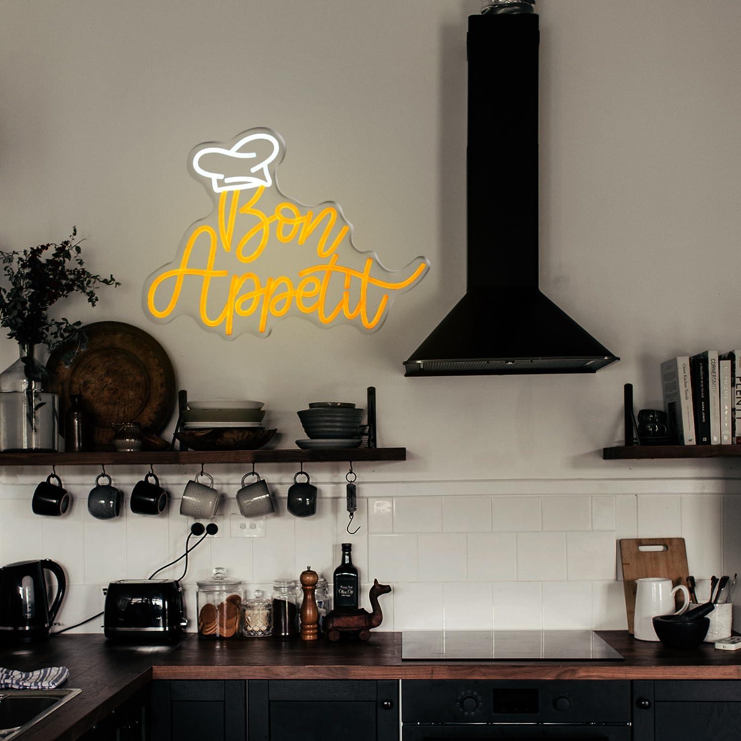 Señal LED Bon Appetit con Sombrero de Chef 41.9x32 cm