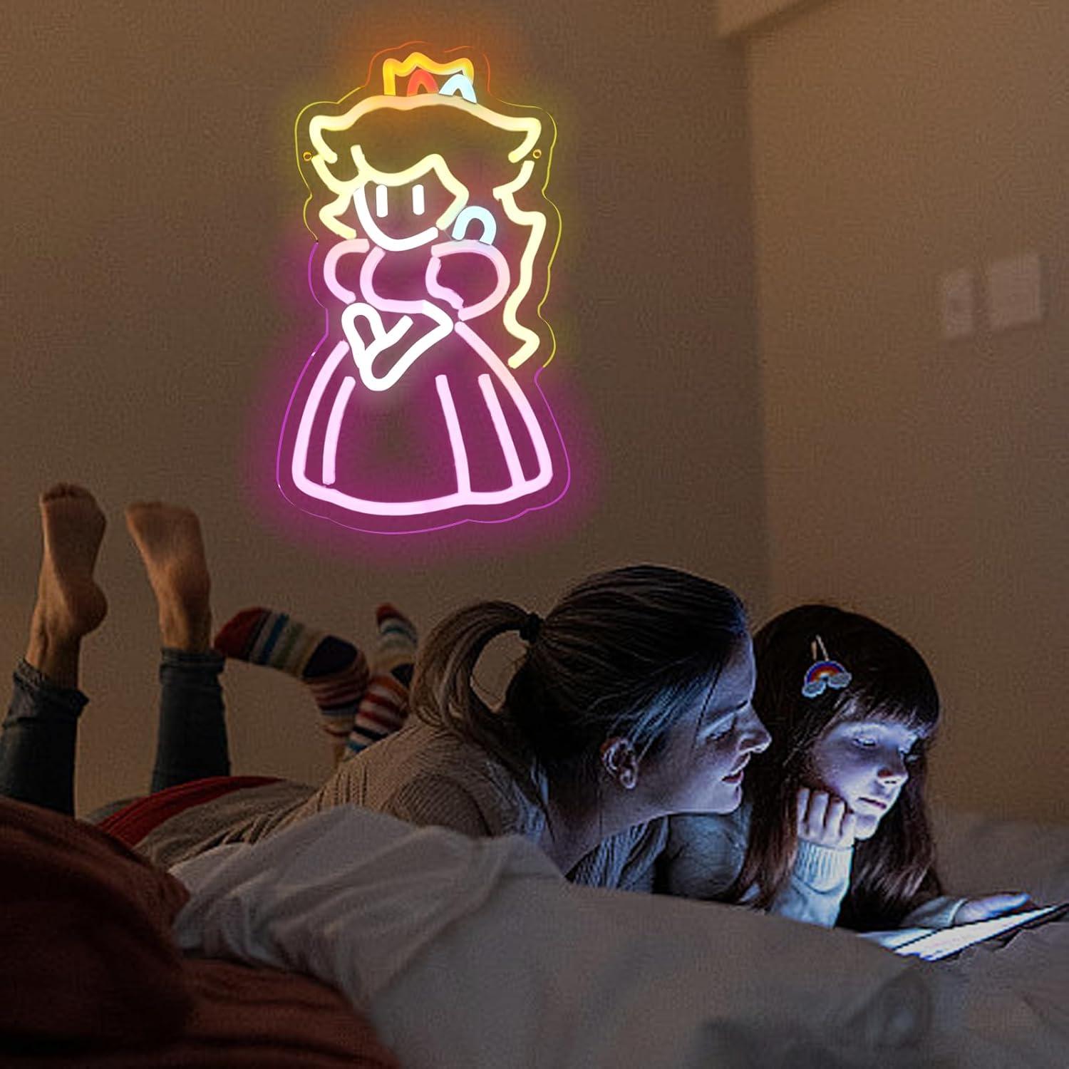 Letrero de Neón Princesa Peach LED 43x23 cm USB Decoración