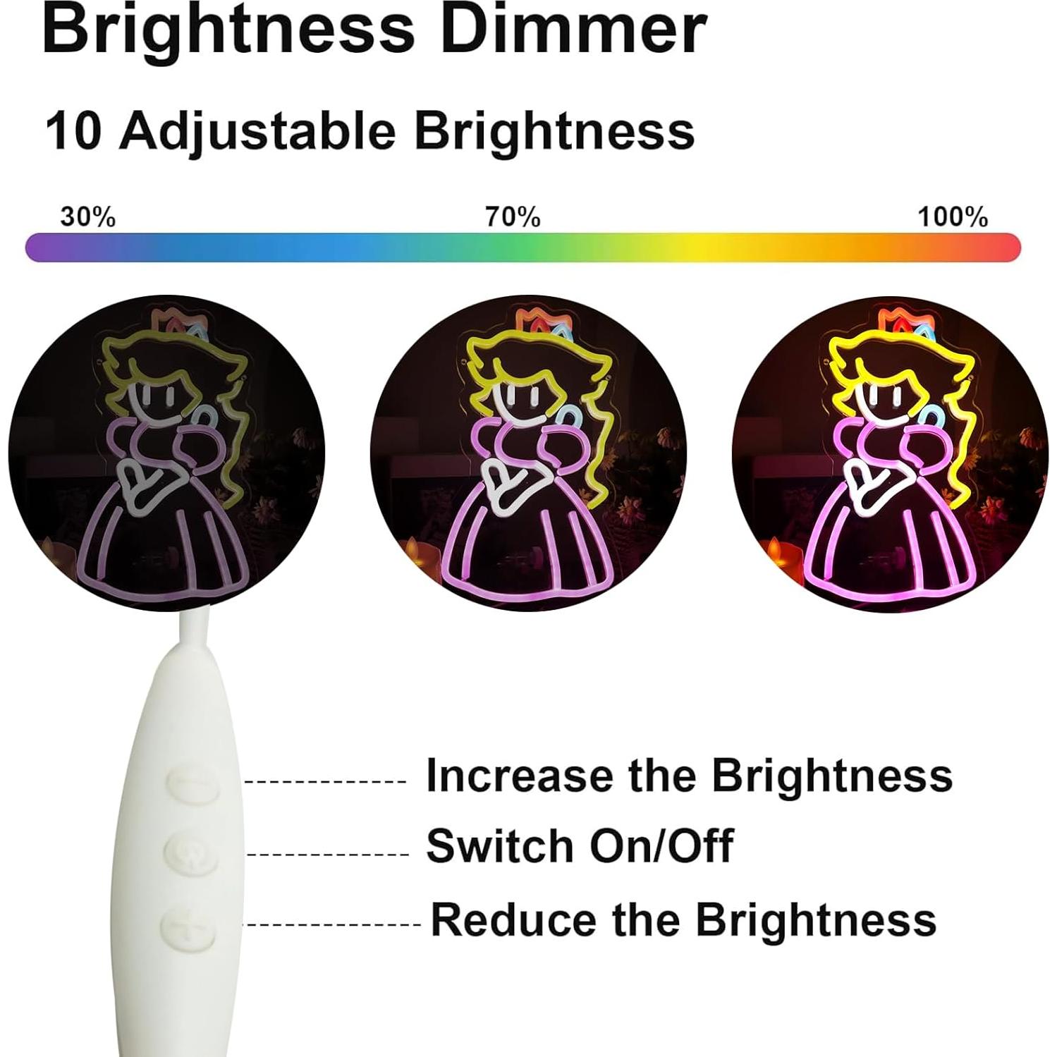 Letrero de Neón Princesa Peach LED 43x23 cm USB Decoración