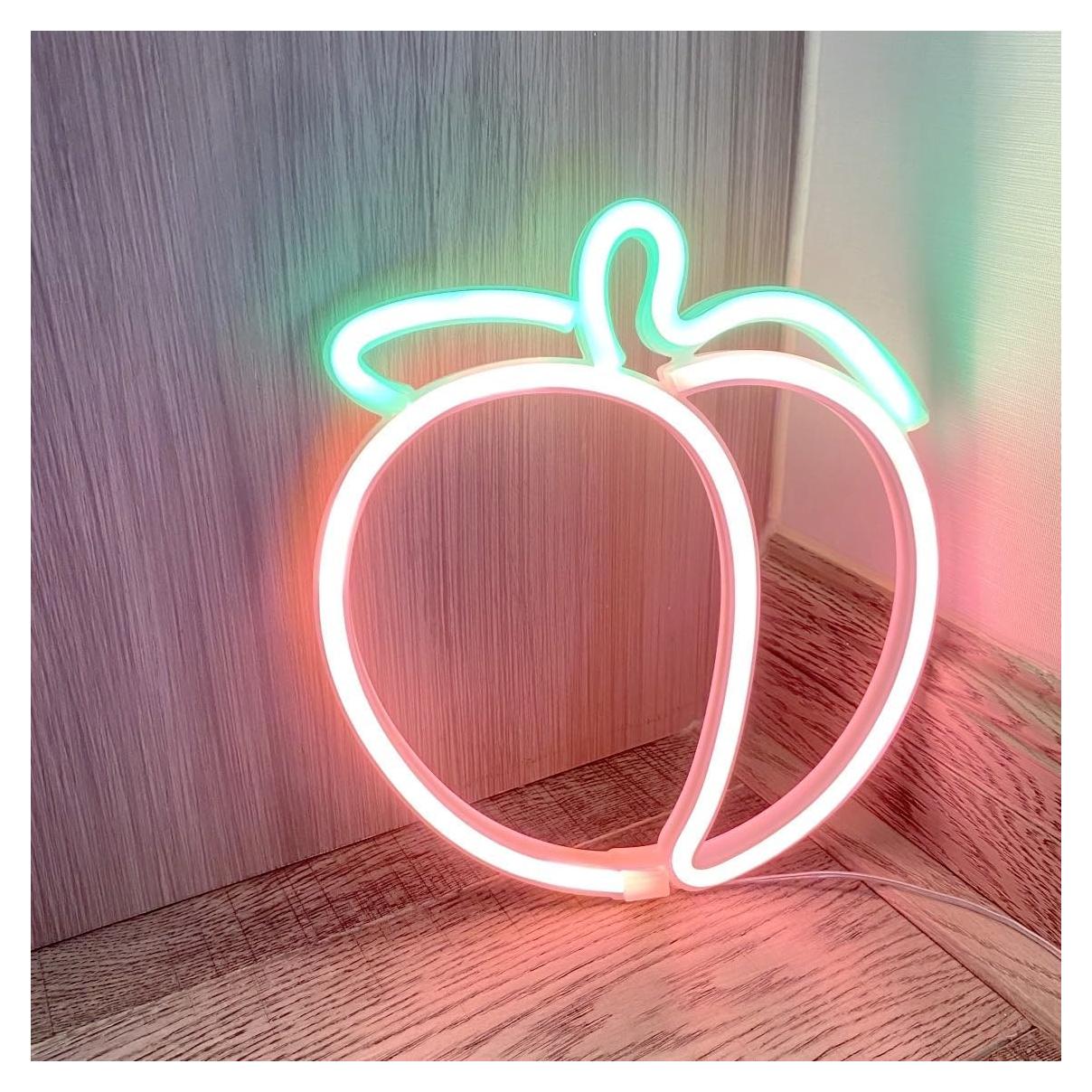 Cartel de Neón Durazno Rosa Xusdamyj 30x20 cm LED Decorativo