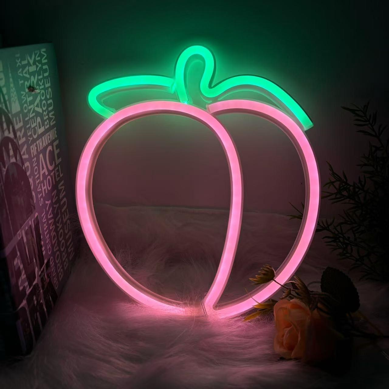 Cartel de Neón Durazno Rosa Xusdamyj 30x20 cm LED Decorativo