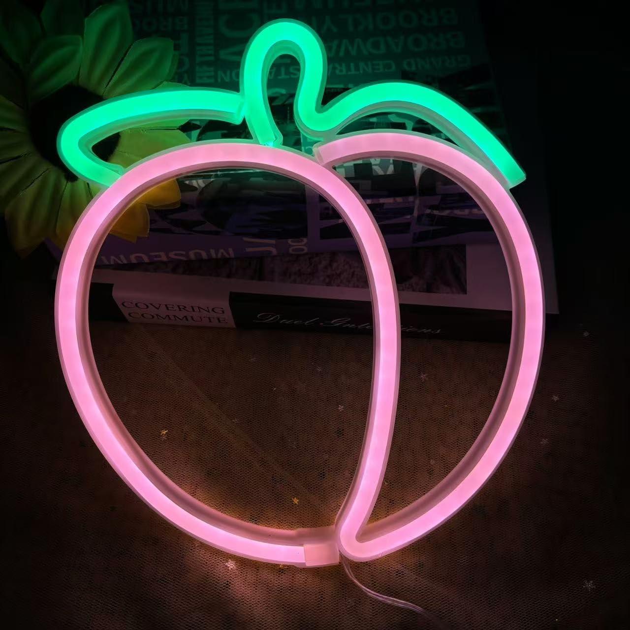 Cartel de Neón Durazno Rosa Xusdamyj 30x20 cm LED Decorativo