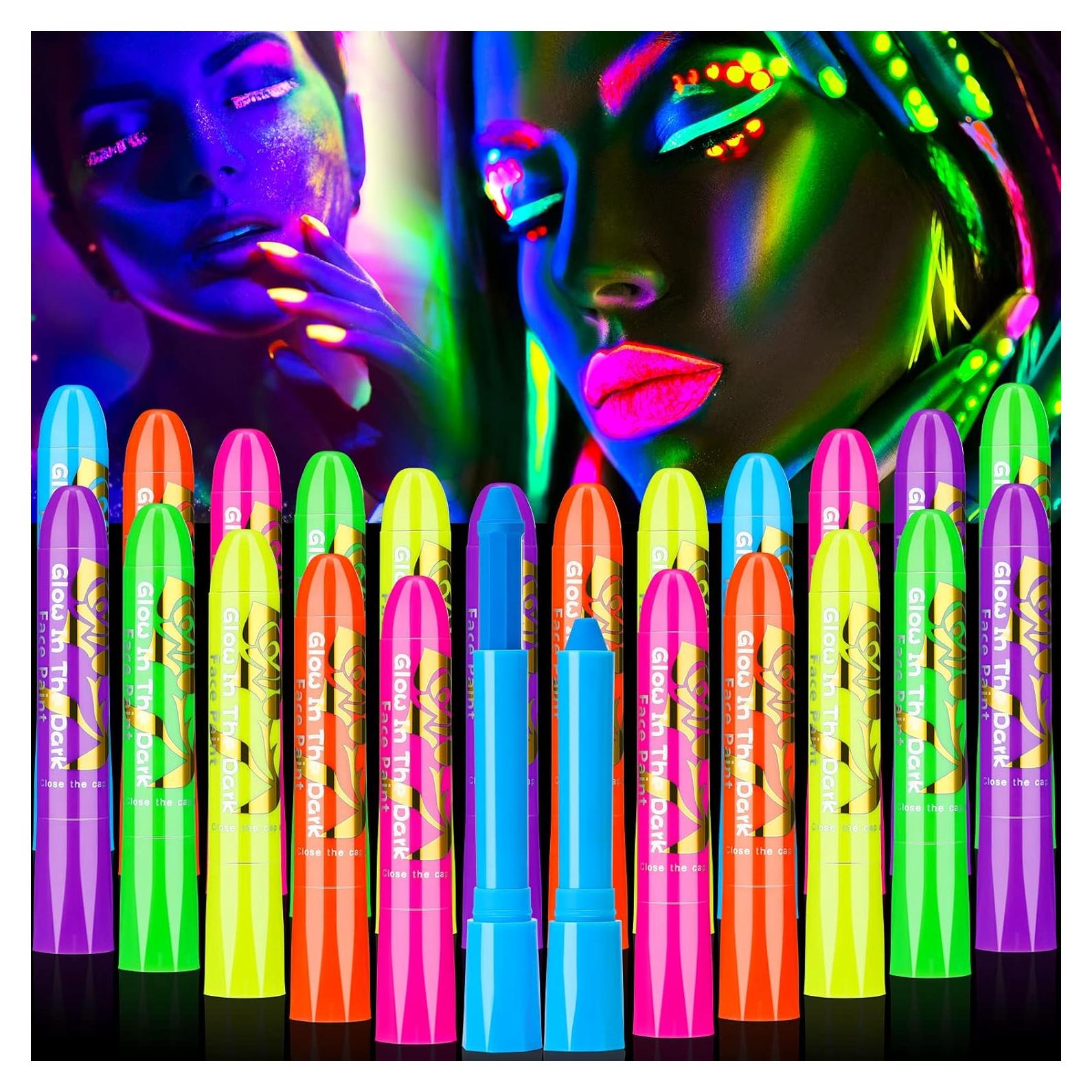 Kit de Pintura Facial UV 24 Pcs Handepo - Crayones Neón