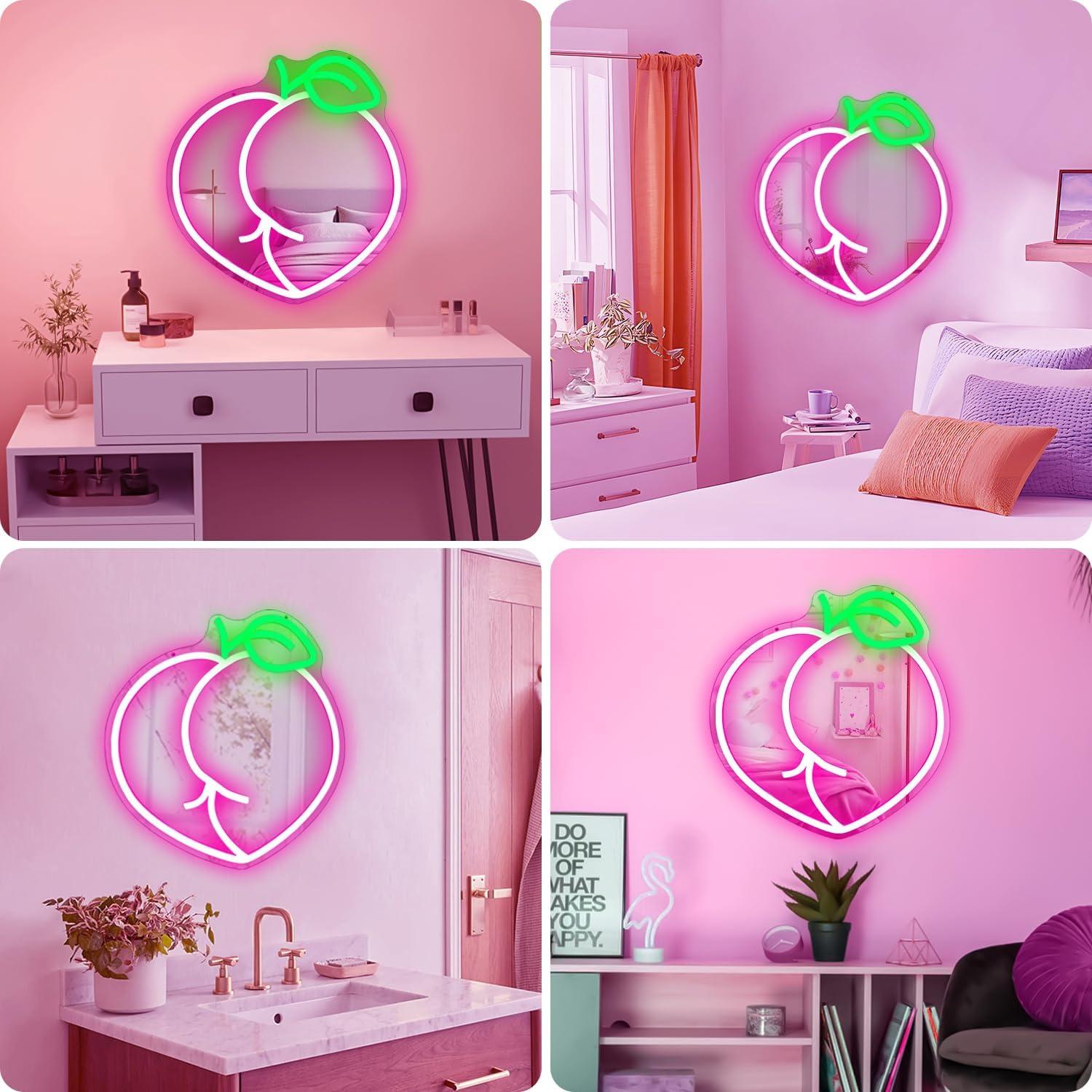Espejo LED de Pared Vveikea Durazno Rosa con Regulador