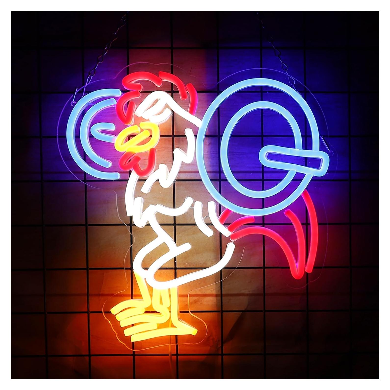 Letrero de Neón LeDigPig Pollo Gimnasio 32x34cm USB