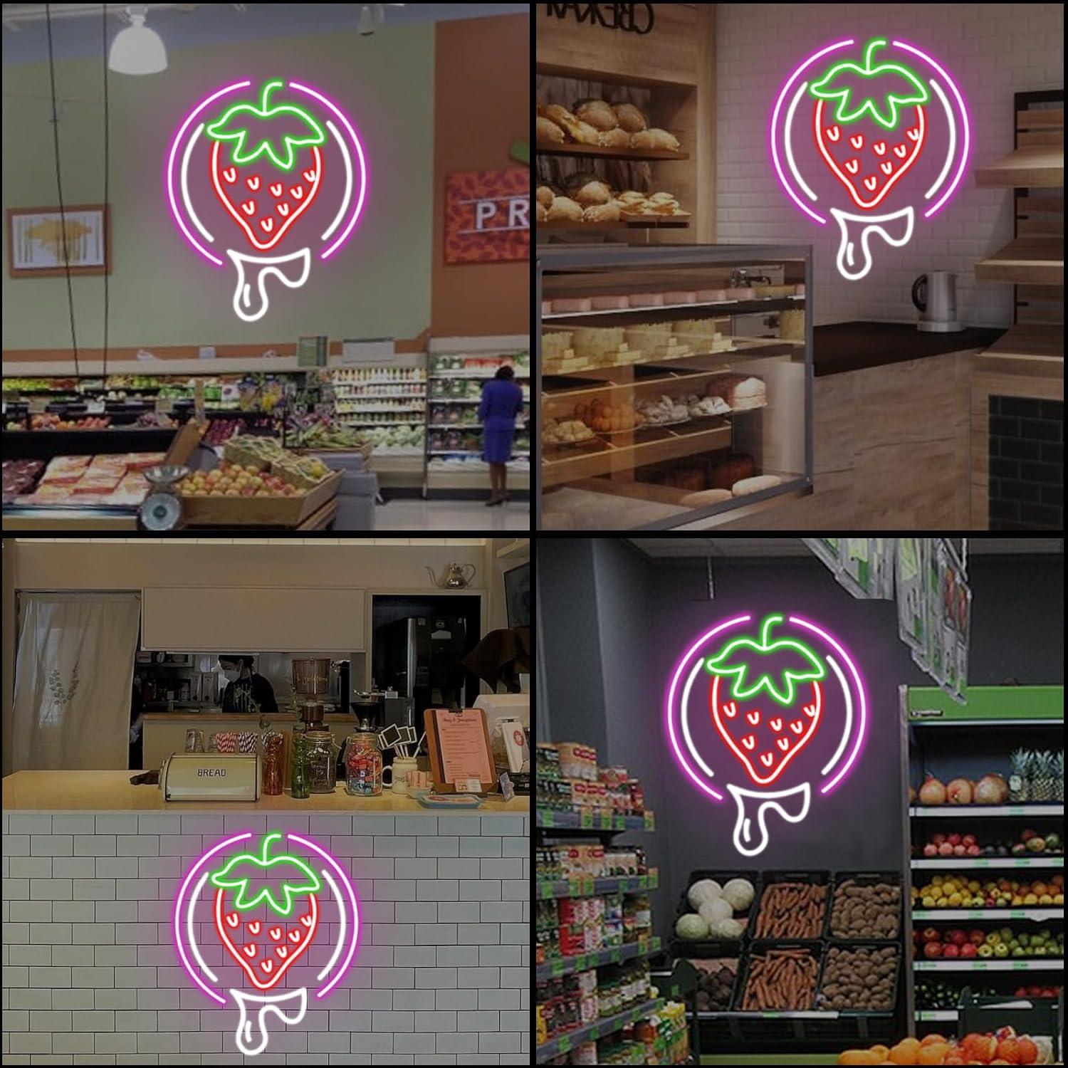 Luz de Neón LED Fresa Mllusxg Regulable USB 30x35cm