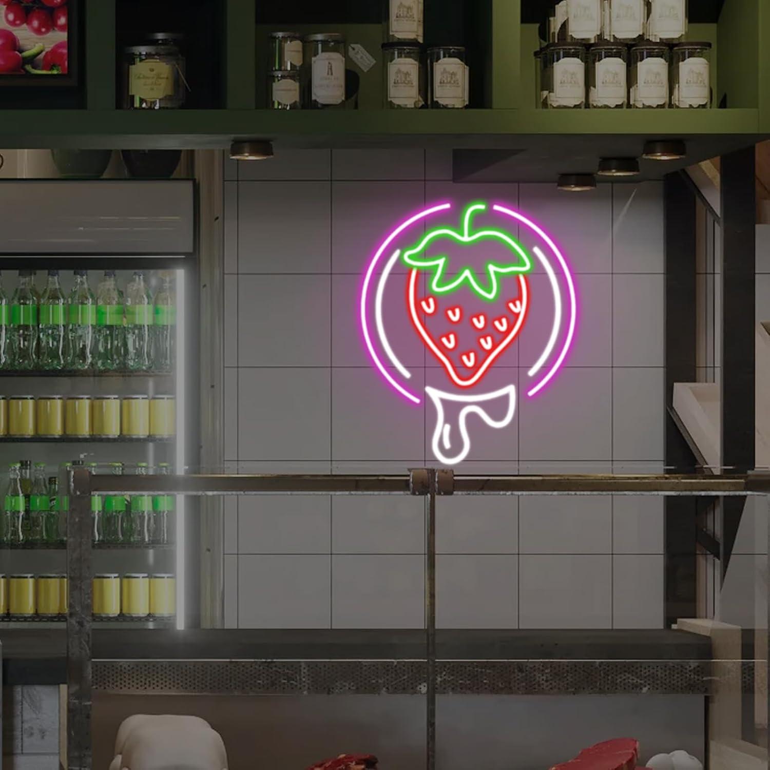 Luz de Neón LED Fresa Mllusxg Regulable USB 30x35cm