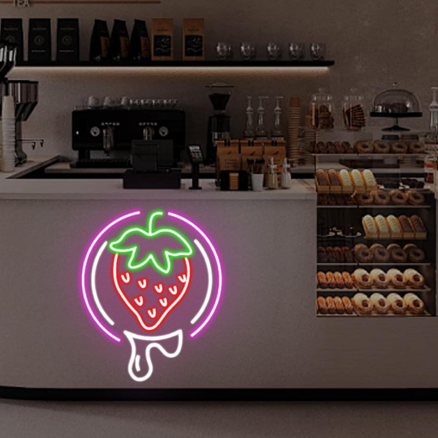 Luz de Neón LED Fresa Mllusxg Regulable USB 30x35cm