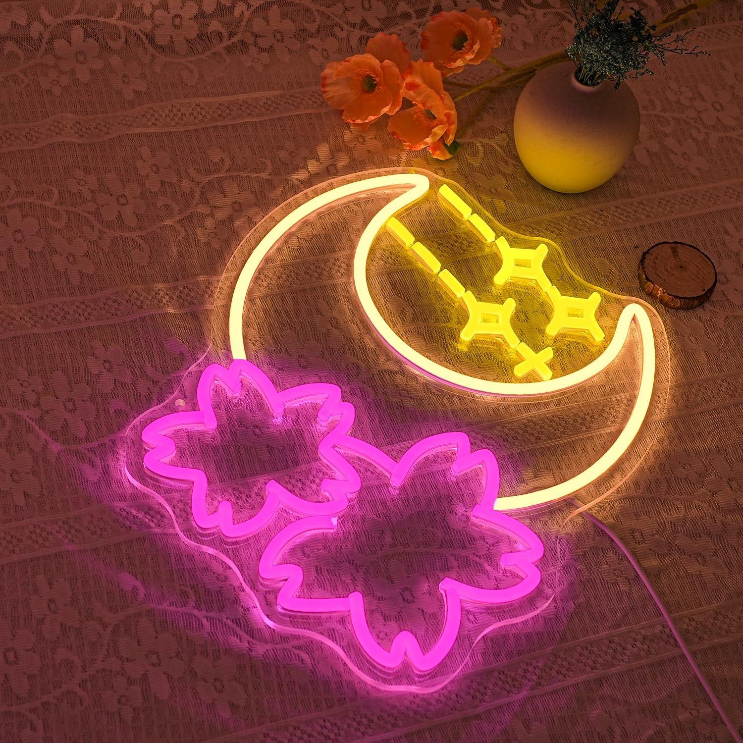 Luz de Neón Dimmable Sakura y Luna LED USB 35x33cm