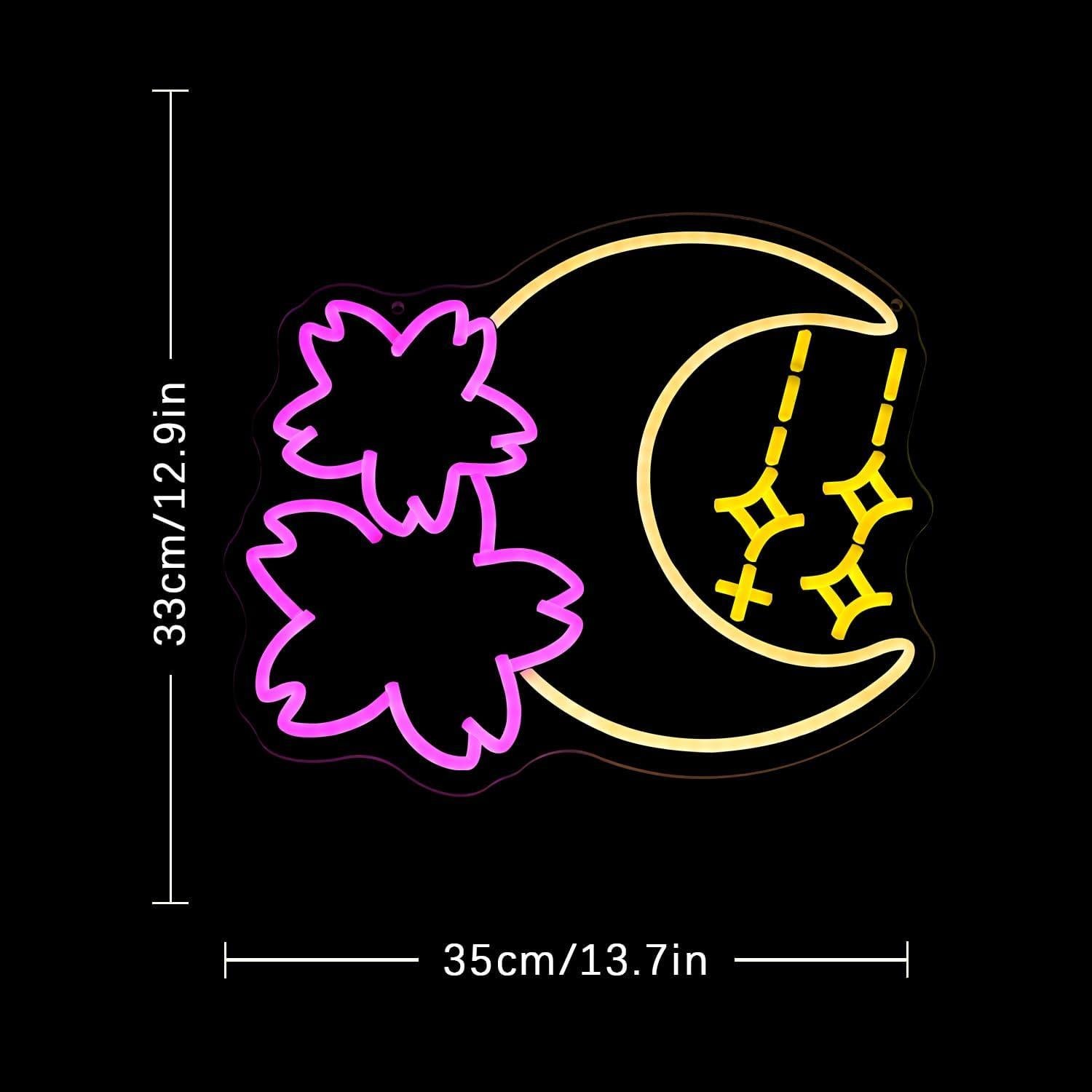 Luz de Neón Dimmable Sakura y Luna LED USB 35x33cm