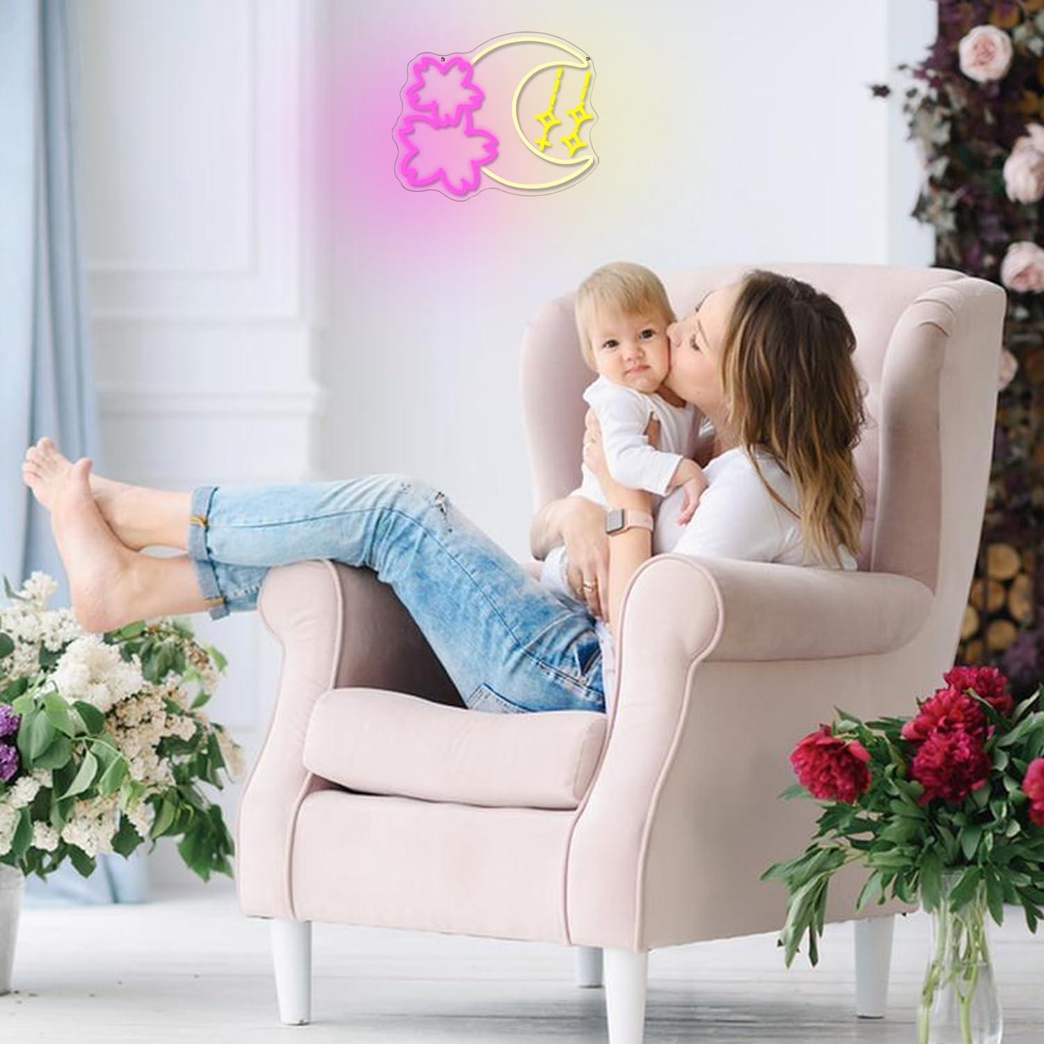 Luz de Neón Dimmable Sakura y Luna LED USB 35x33cm