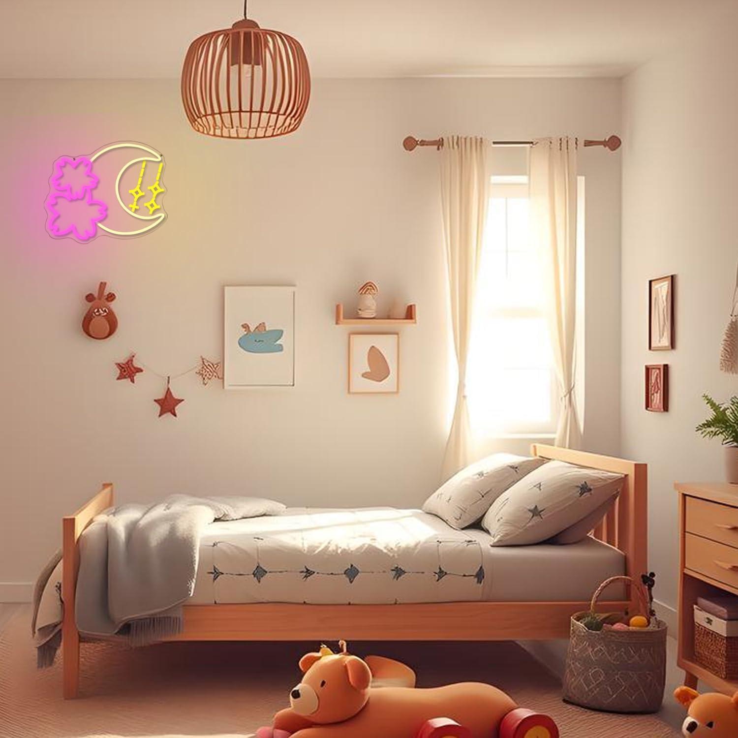 Luz de Neón Dimmable Sakura y Luna LED USB 35x33cm