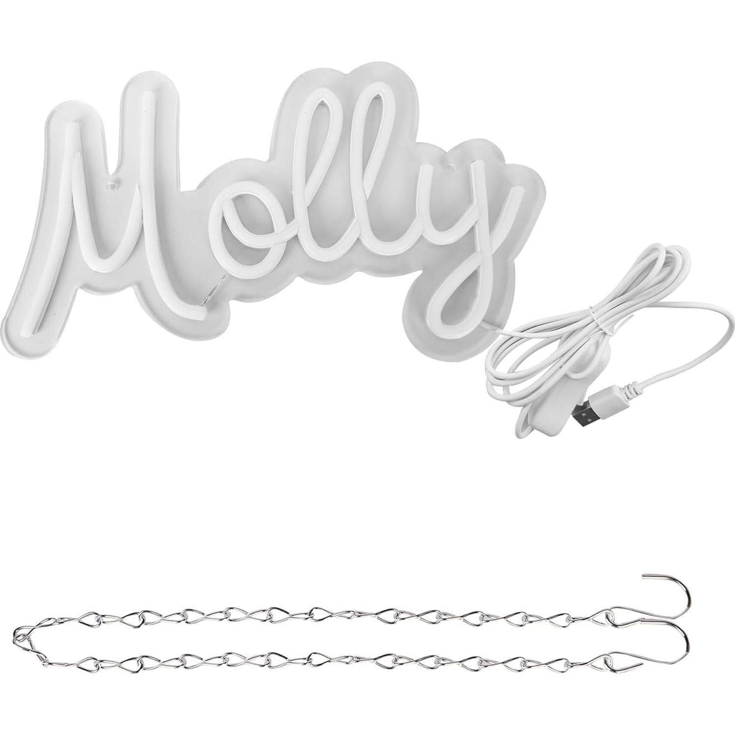 Letrero de neón LED personalizable Molly 34x20 cm rosa