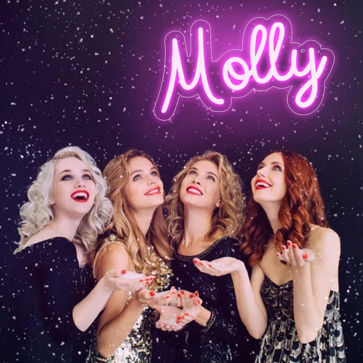 Letrero de neón LED personalizable Molly 34x20 cm rosa