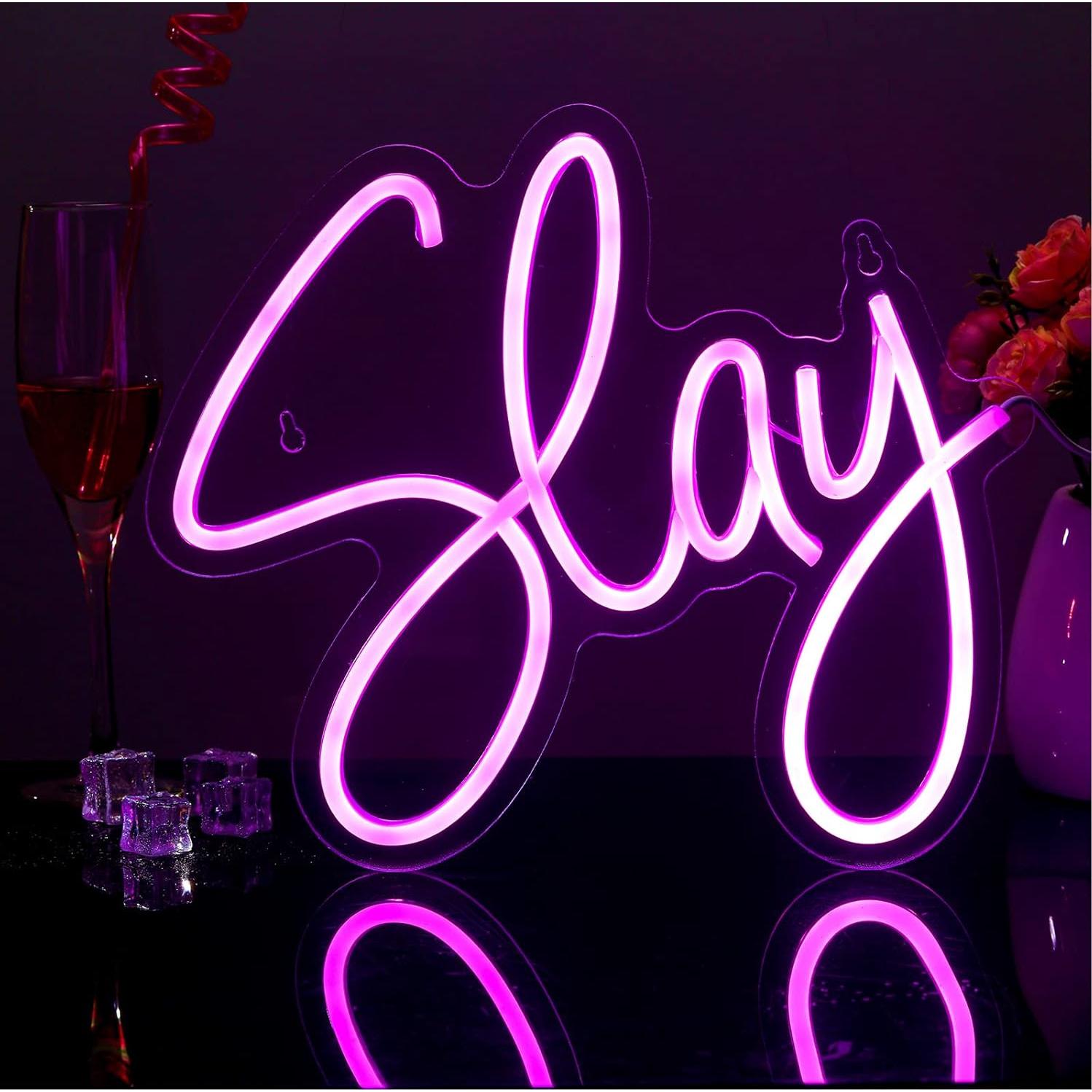 Cartel de Neón Riakrum Slay Rosa LED 29x25 cm Decoración