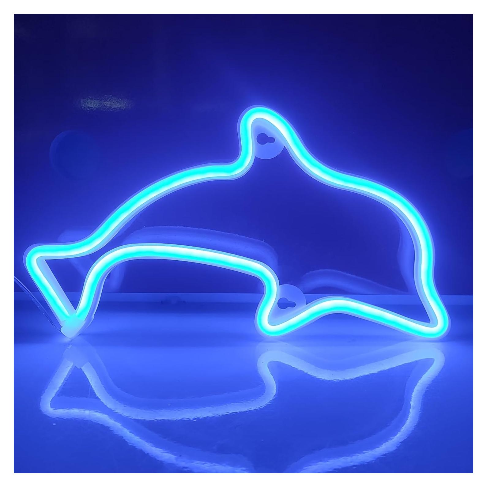 Señal de Neón Delfín JYWJ LED Azul Decorativa USB