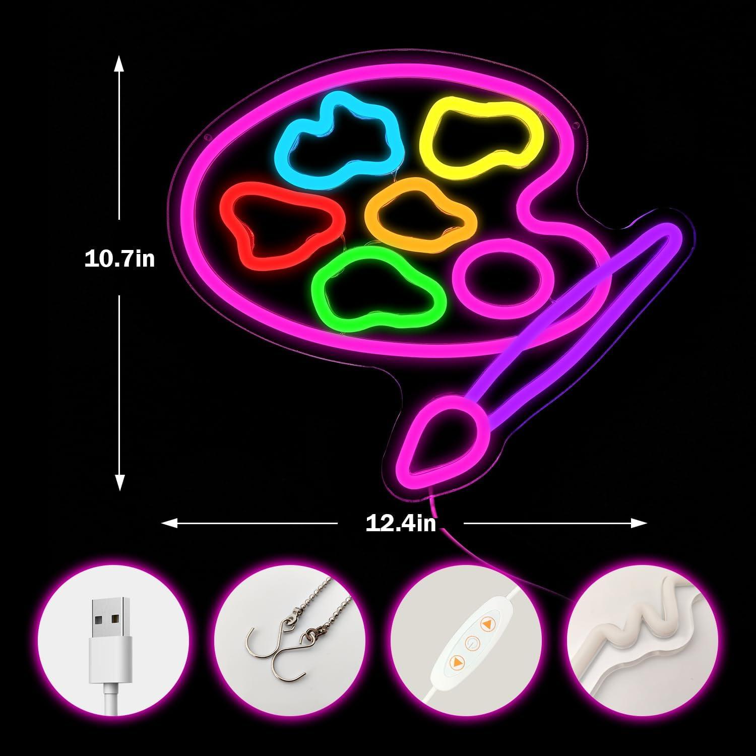 Luz de Neón LED Paleta de Pintura Cheunyar 30x10 cm