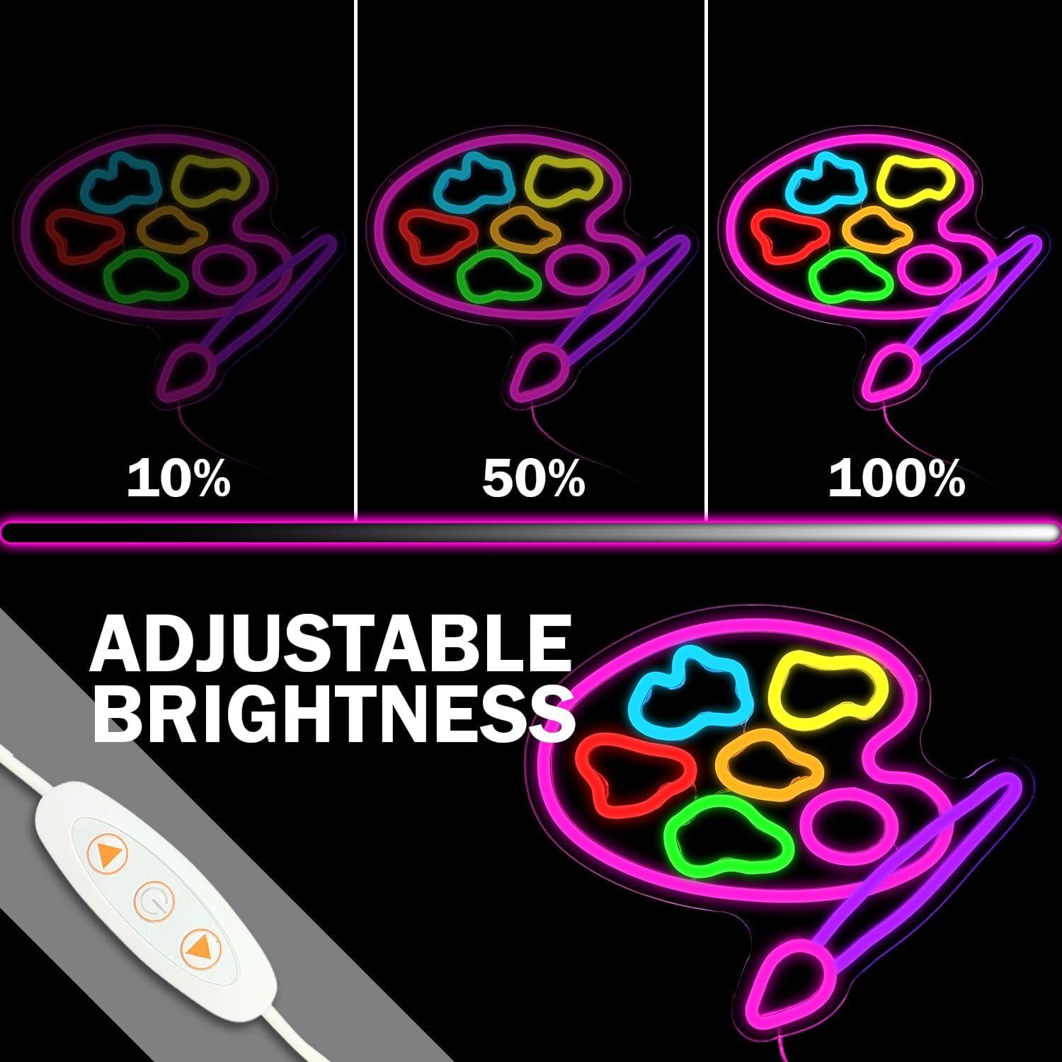 Luz de Neón LED Paleta de Pintura Cheunyar 30x10 cm