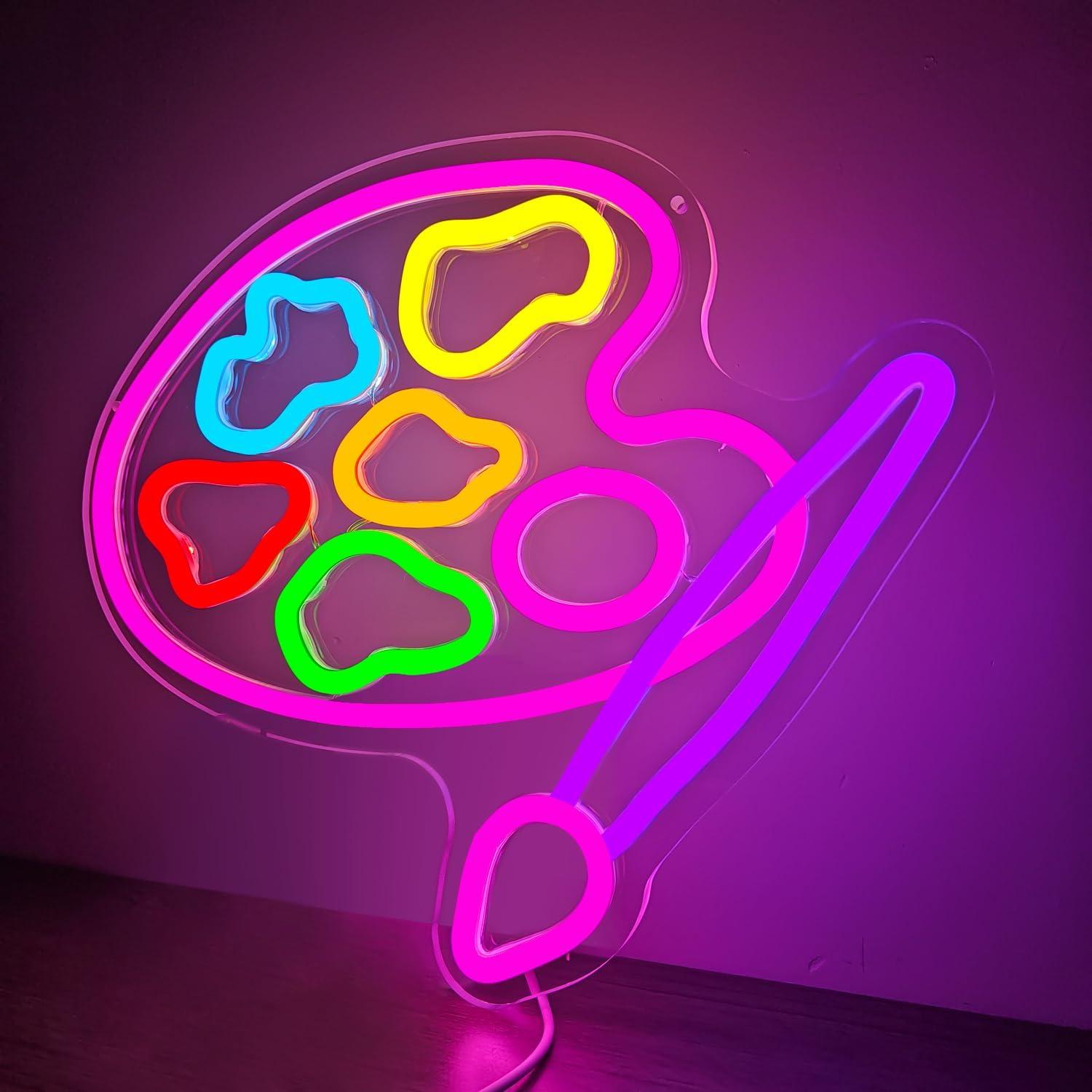 Luz de Neón LED Paleta de Pintura Cheunyar 30x10 cm