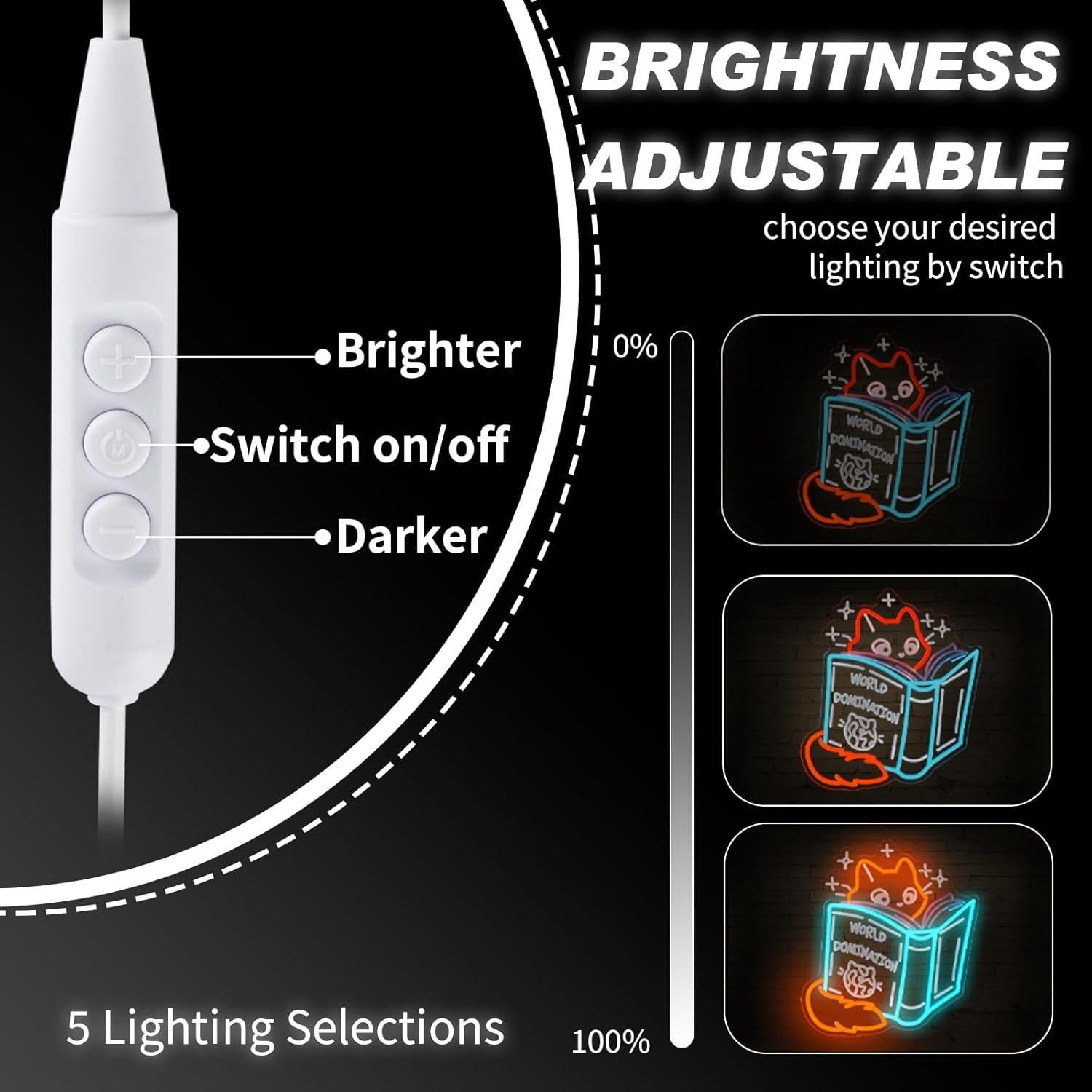 Luz de Neón LED Zorro Leyendo - Decoración de Biblioteca 37.1x33cm