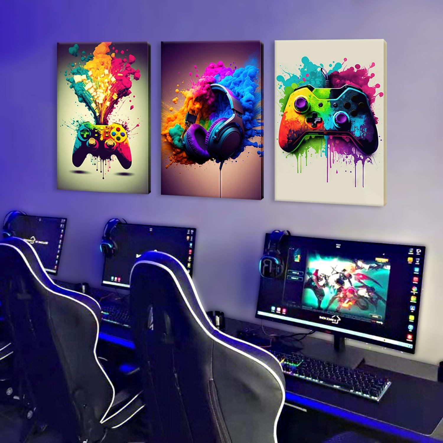 Arte de Pared Decorativo Enmarcado 3 Piezas NCYEL Videojuegos
