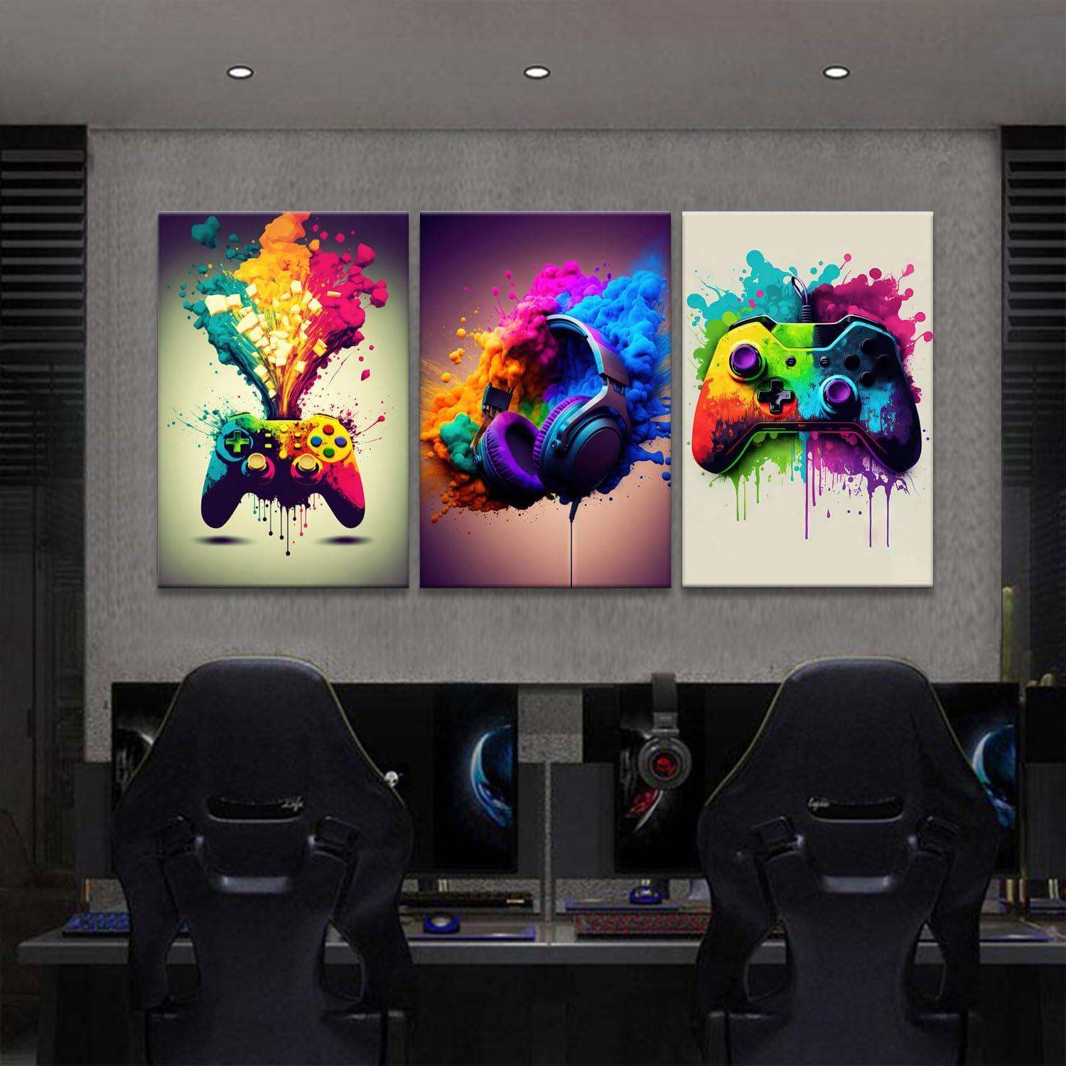 Arte de Pared Decorativo Enmarcado 3 Piezas NCYEL Videojuegos