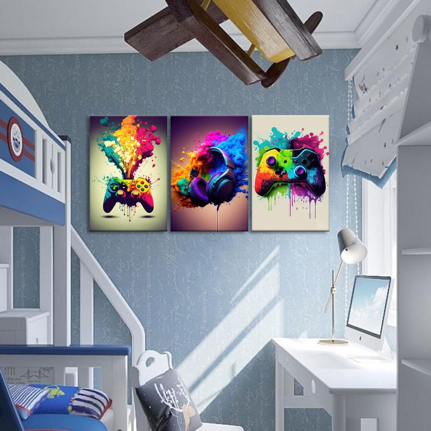 Arte de Pared Decorativo Enmarcado 3 Piezas NCYEL Videojuegos