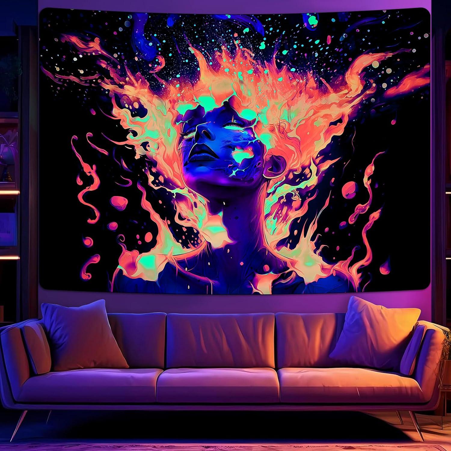 Tapiz Psicodélico Uspring 210x150cm Brilla en la Oscuridad