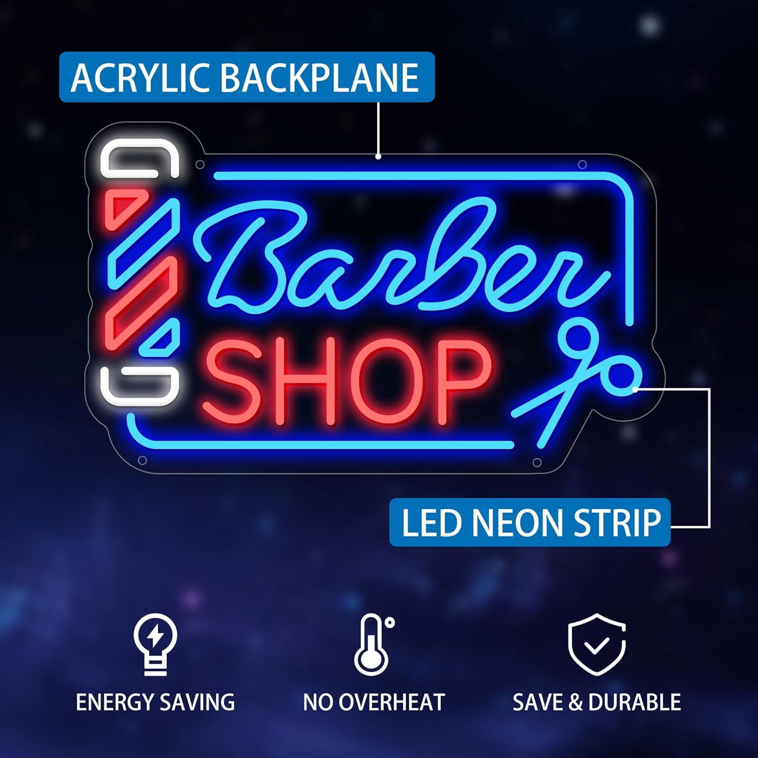 Cartel de Neón LED Barbería Moneter 42.2x24.9 cm Decoración