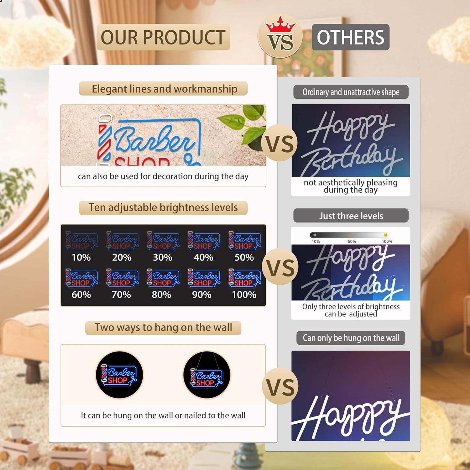 Cartel de Neón LED Barbería Moneter 42.2x24.9 cm Decoración