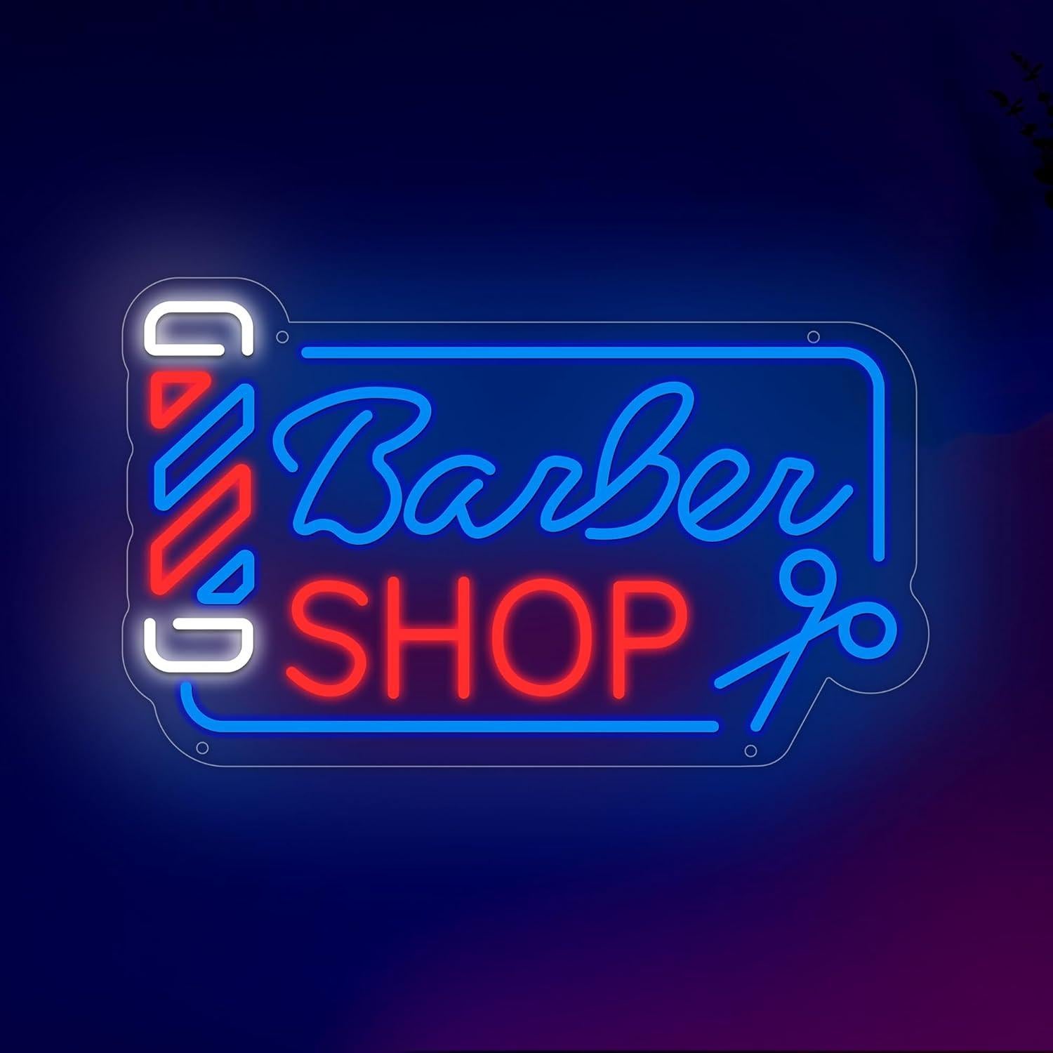 Cartel de Neón LED Barbería Moneter 42.2x24.9 cm Decoración