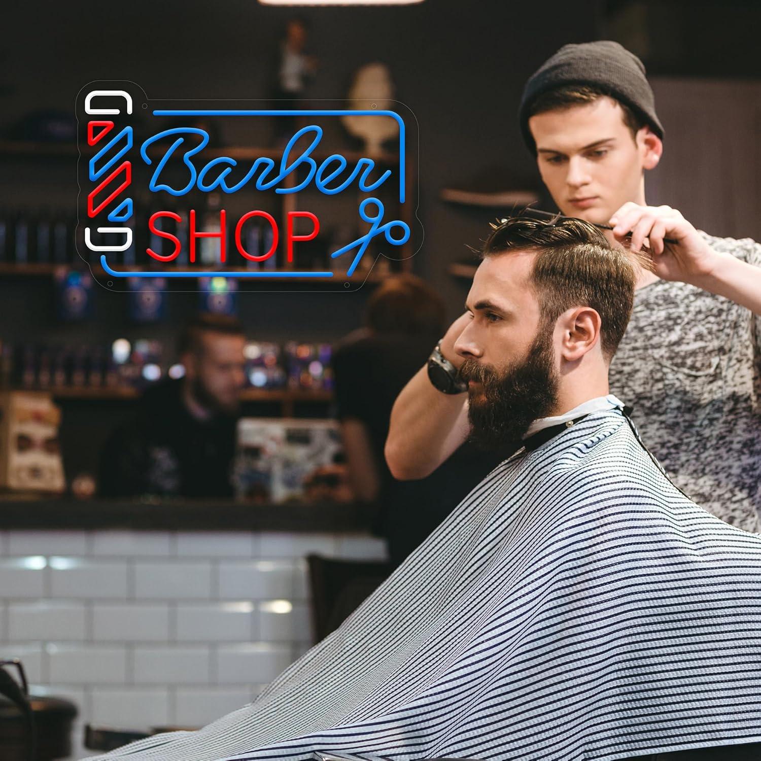 Cartel de Neón LED Barbería Moneter 42.2x24.9 cm Decoración