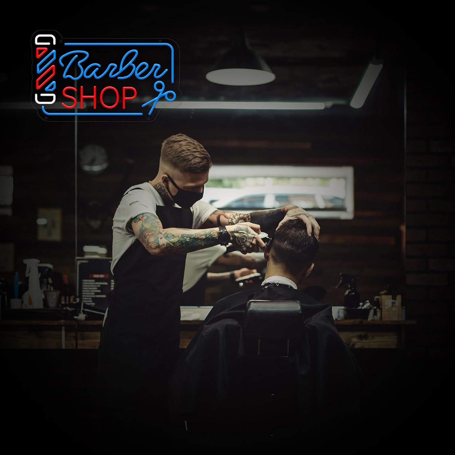 Cartel de Neón LED Barbería Moneter 42.2x24.9 cm Decoración