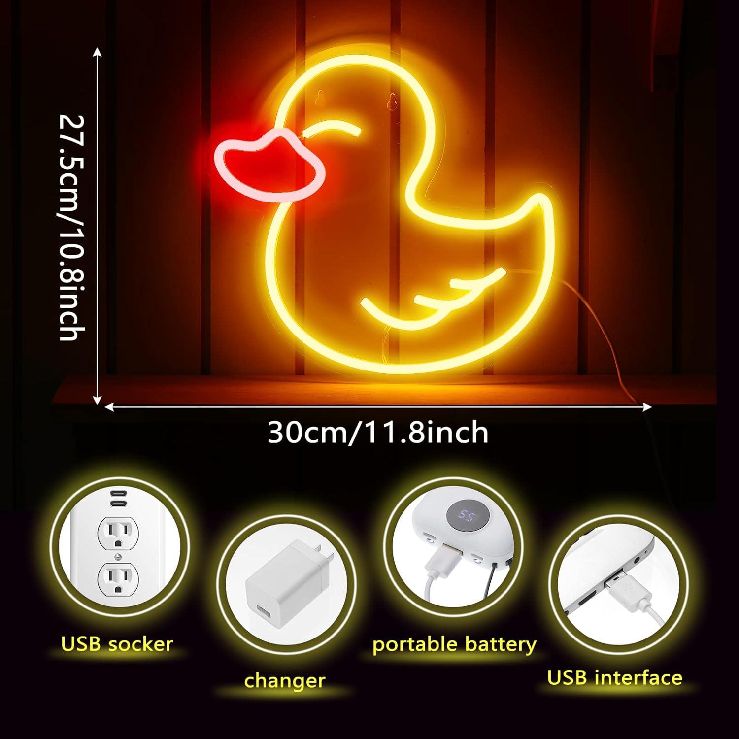 Lámpara de Neón Pato Bonuci LED Amarilla 30x27.5 cm USB