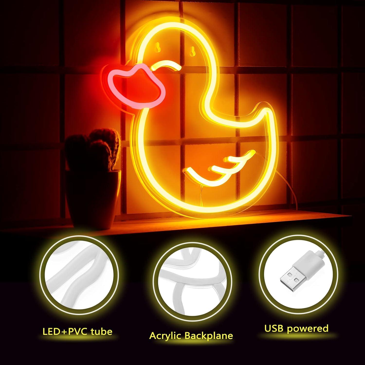 Lámpara de Neón Pato Bonuci LED Amarilla 30x27.5 cm USB