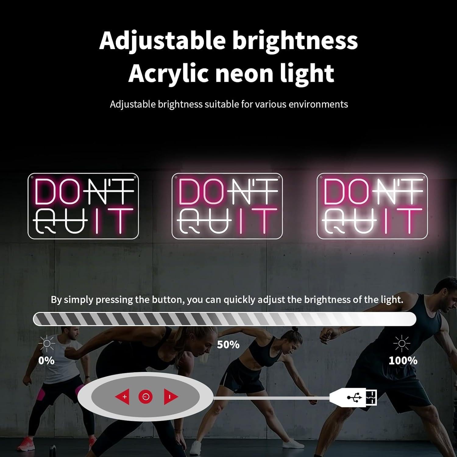 Letrero LED Neón Cjgyz 'No Te Rindas' 41.9x25.4cm USB