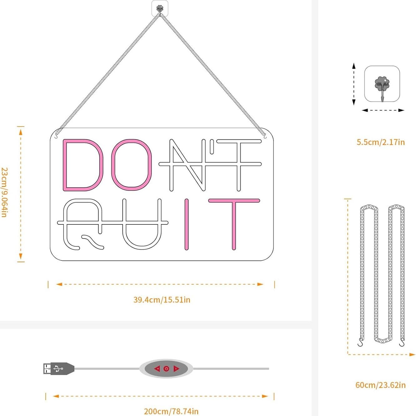 Letrero LED Neón Cjgyz 'No Te Rindas' 41.9x25.4cm USB