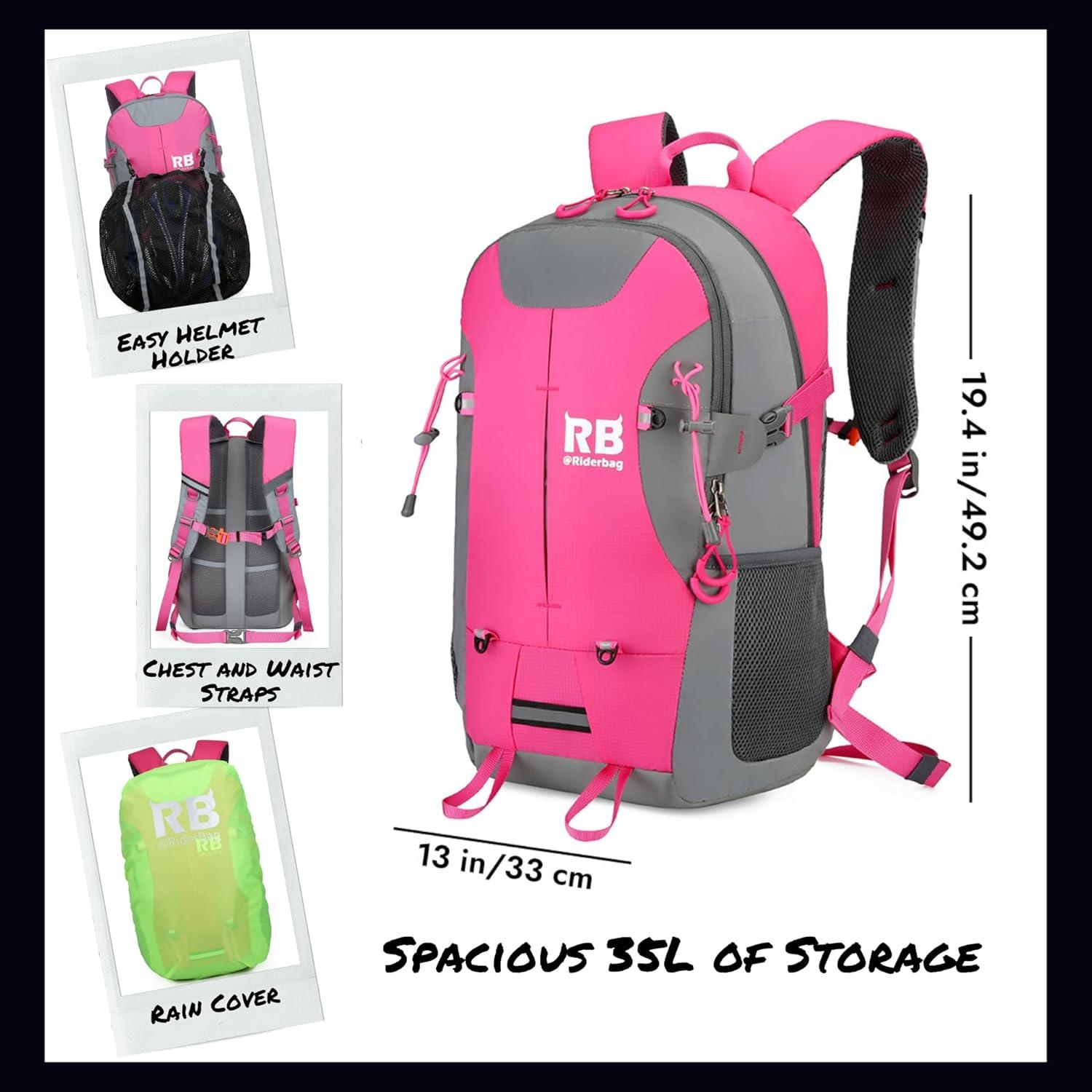 Mochila Reflectante Riderbag 35L Resistente al Agua Rosa