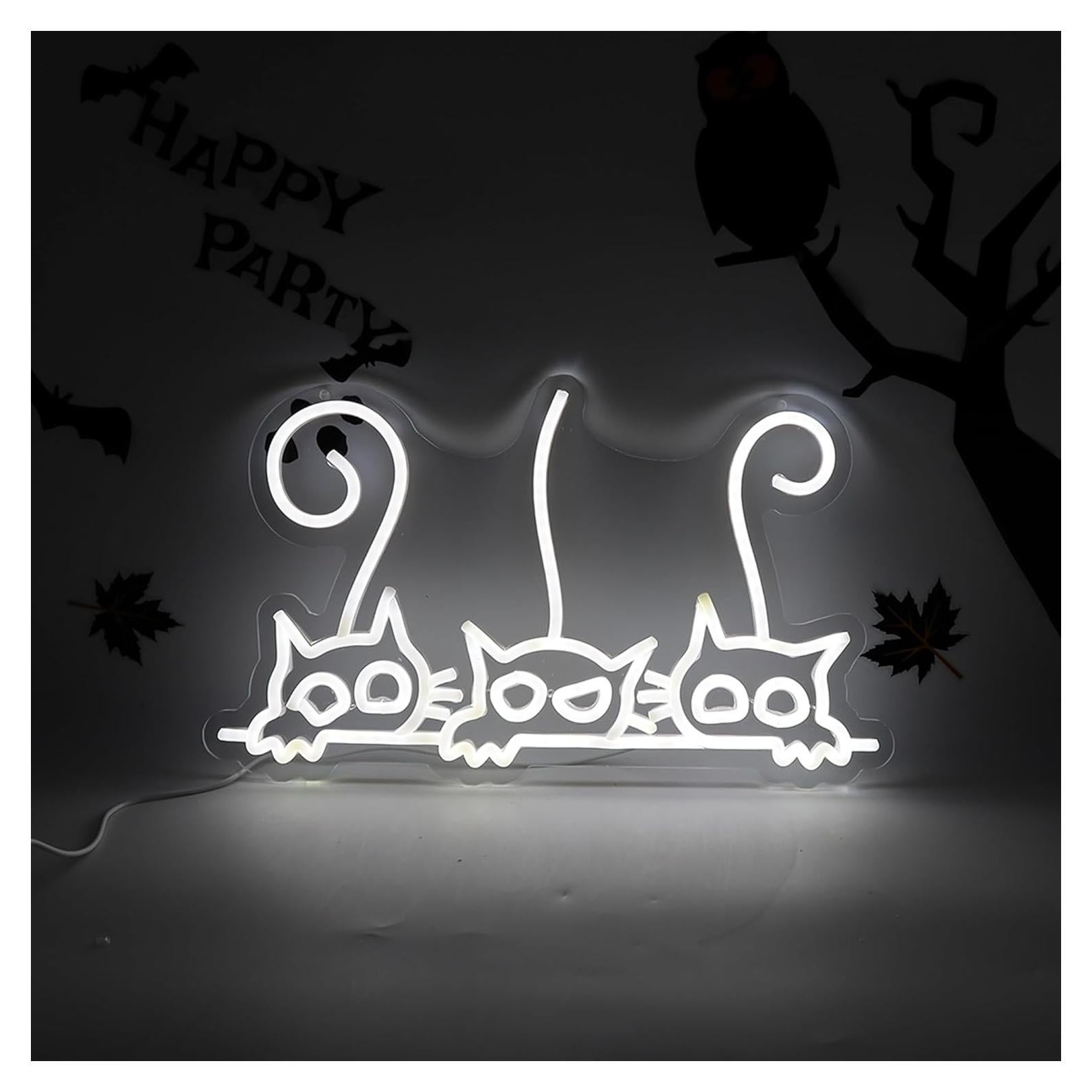 Luz de Neón LED Gato Blanco Siko-3 para Decoración