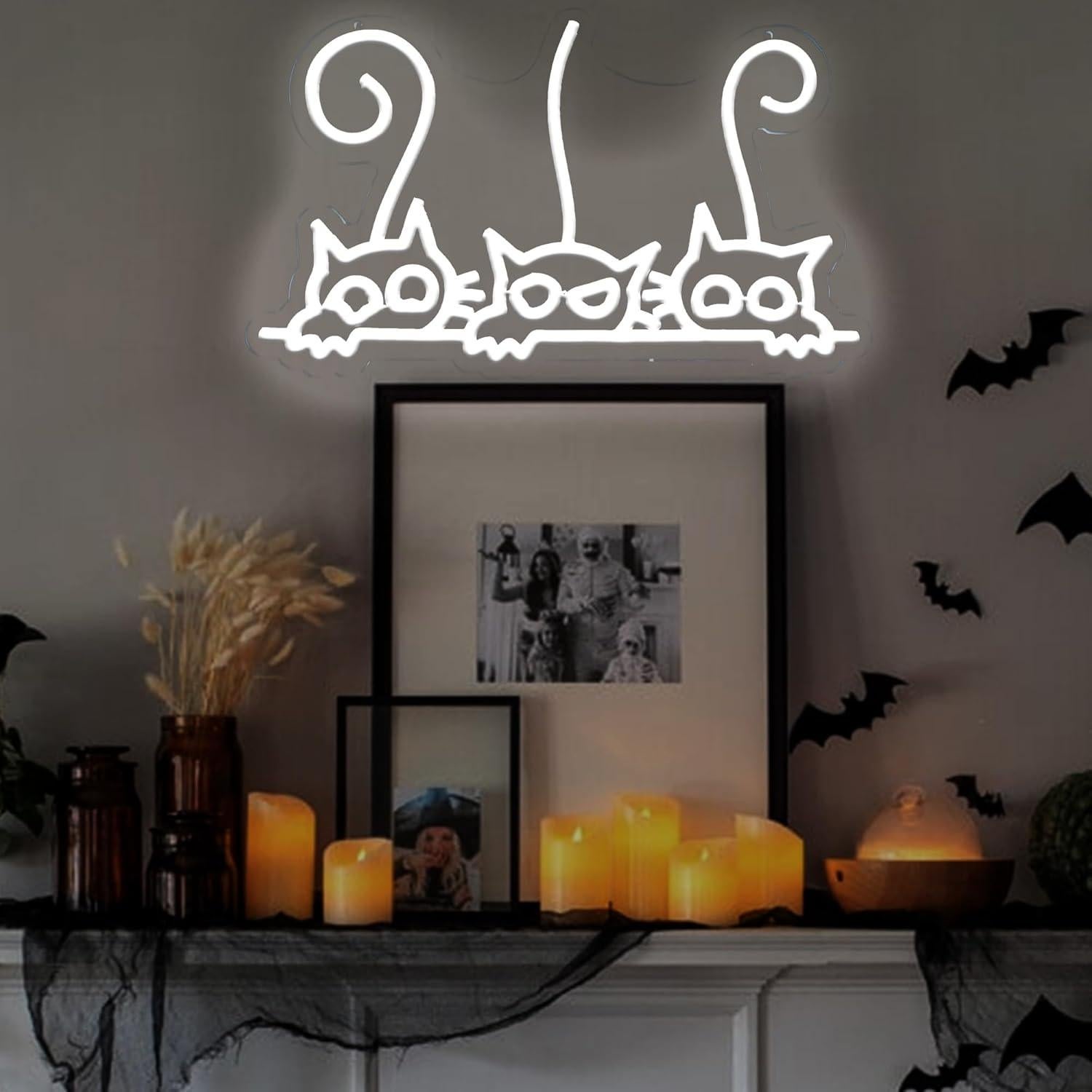 Luz de Neón LED Gato Blanco Siko-3 para Decoración