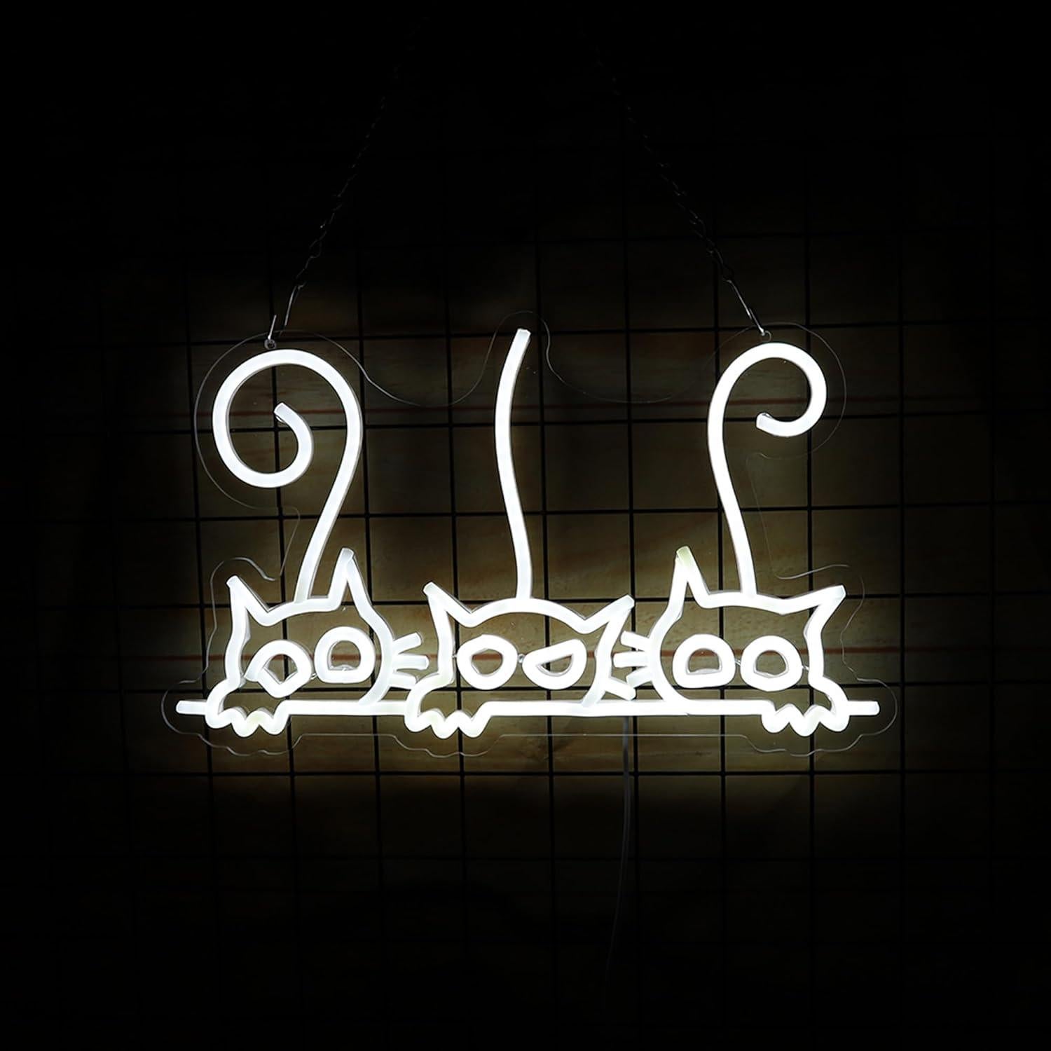 Luz de Neón LED Gato Blanco Siko-3 para Decoración