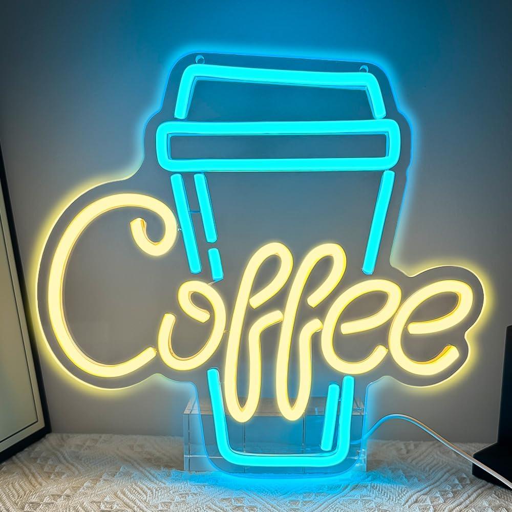 Cartel de Neón LED RuCvixkt B-CoffeeBar para Decoración