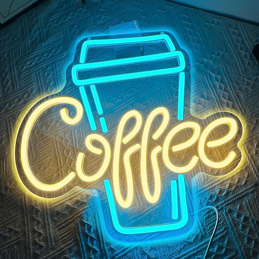 Cartel de Neón LED RuCvixkt B-CoffeeBar para Decoración