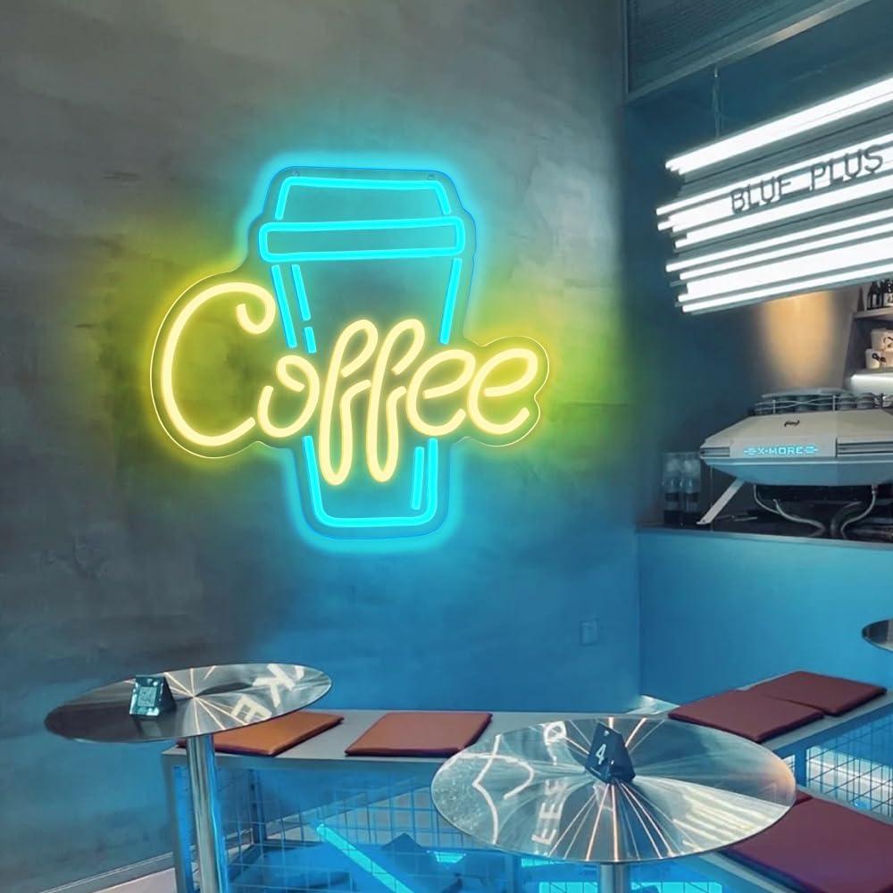 Cartel de Neón LED RuCvixkt B-CoffeeBar para Decoración
